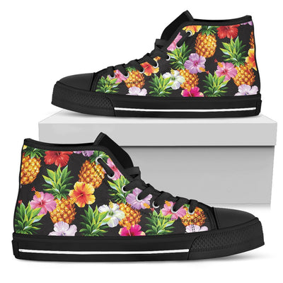 Pineapple Hibiscus Women High Top Shoes