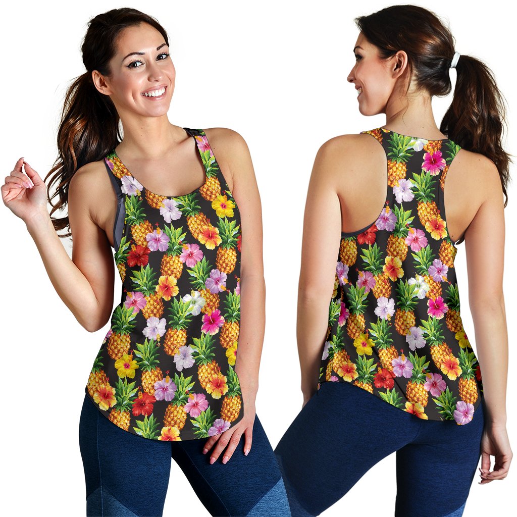 Pineapple Hibiscus Women Racerback Tank Top