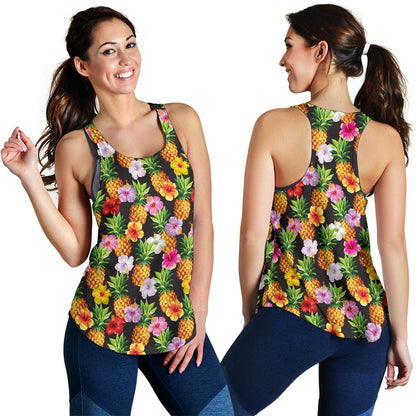 Pineapple Hibiscus Women Racerback Tank Top