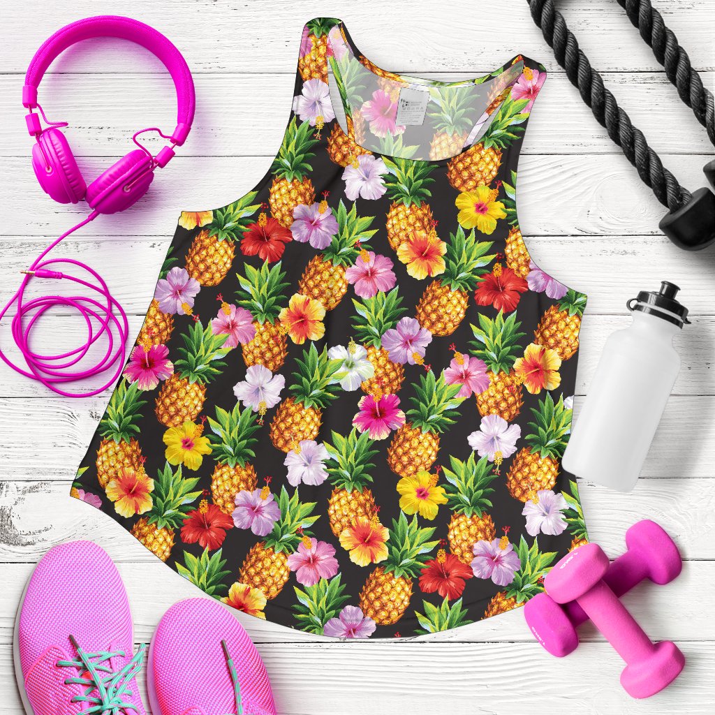 Pineapple Hibiscus Women Racerback Tank Top