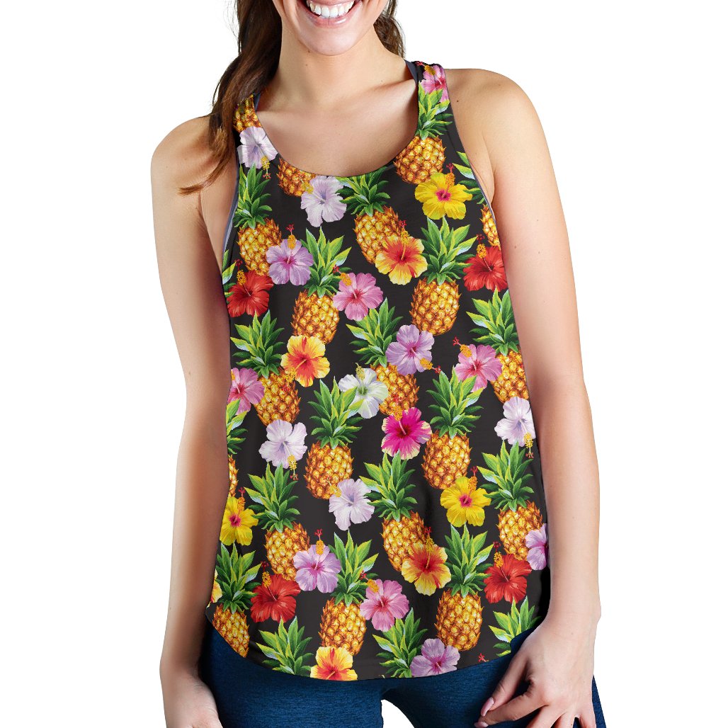 Pineapple Hibiscus Women Racerback Tank Top