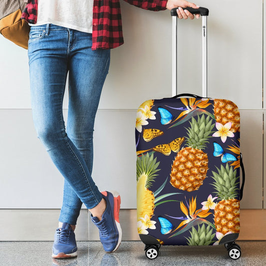 Pineapple Butterfly Plumeria Tropical Luggage Protective Cover