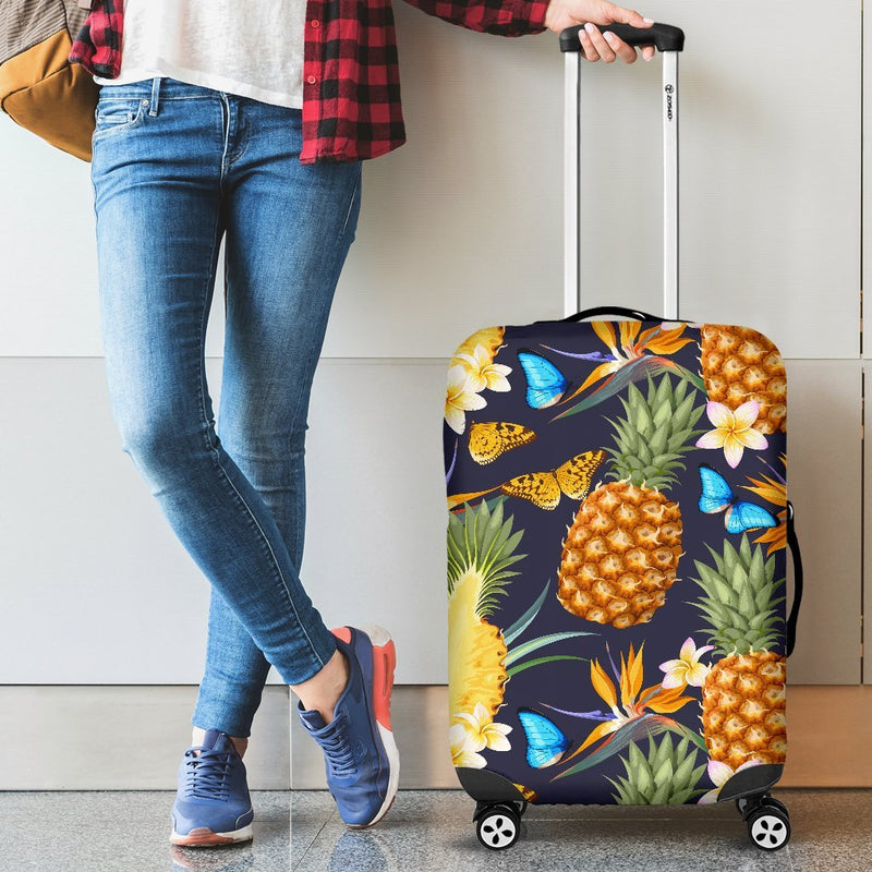 Pineapple Butterfly Plumeria Tropical Luggage Protective Cover