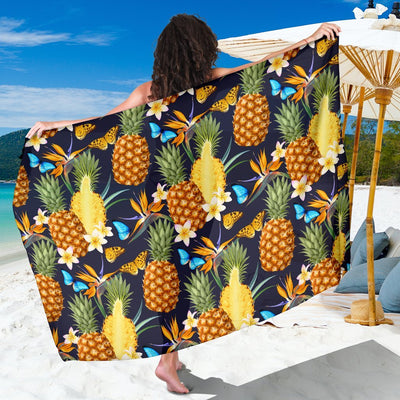 Pineapple Butterfly plumeria Tropical Beach Sarong Pareo Wrap