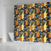 Pineapple Butterfly plumeria Tropical Shower Curtain