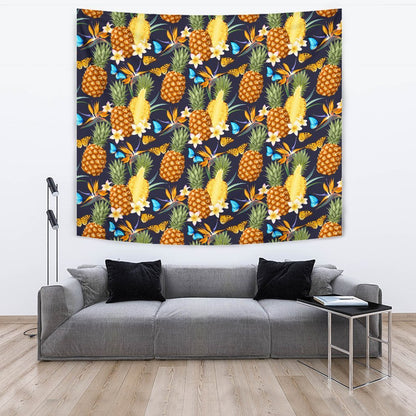 Pineapple Butterfly plumeria Tropical Wall Tapestry