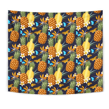 Pineapple Butterfly plumeria Tropical Wall Tapestry