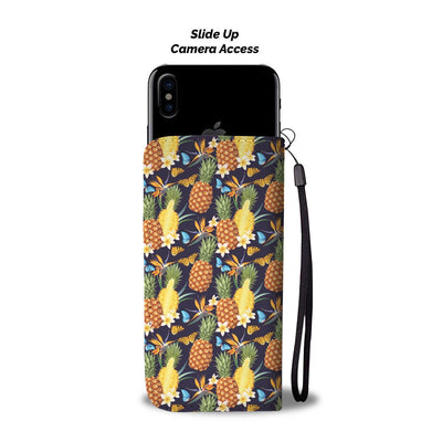 Pineapple Butterfly Plumeria Tropical Wallet Phone Case