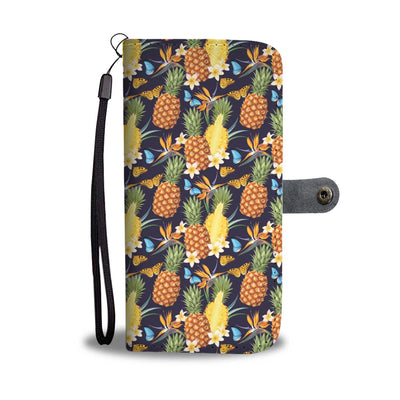 Pineapple Butterfly Plumeria Tropical Wallet Phone Case