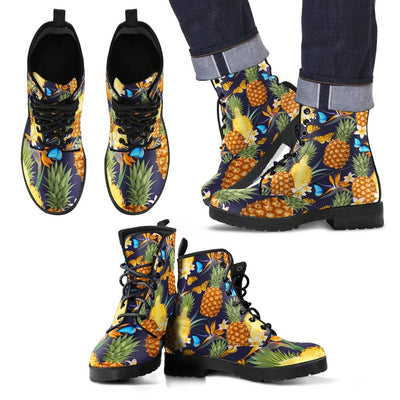 Pineapple Butterfly Plumeria Tropical Women & Men Leather Boots