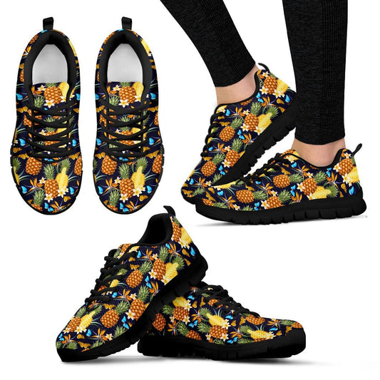 Pineapple Butterfly plumeria Tropical Women Sneakers
