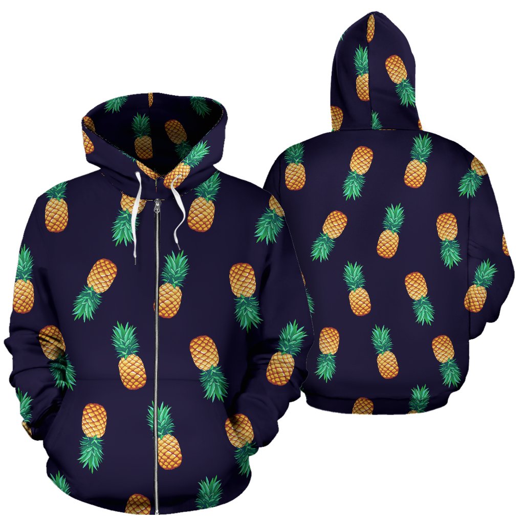 Pineapple Pattern All Over Zip Up Hoodie