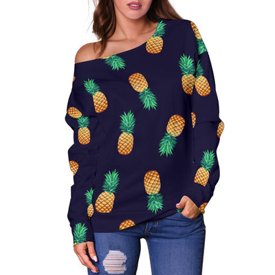 Pineapple Pattern Off Shoulder Sweatshirt