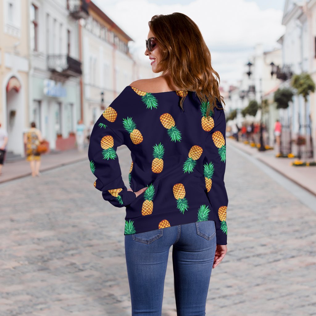 Pineapple Pattern Off Shoulder Sweatshirt