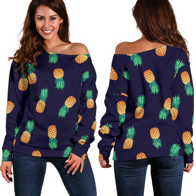 Pineapple Pattern Off Shoulder Sweatshirt