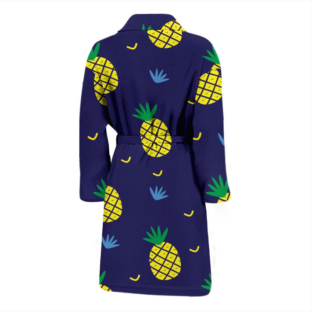 Pineapple Pattern Print Design A01 Men Bathrobe-JORJUNE.COM
