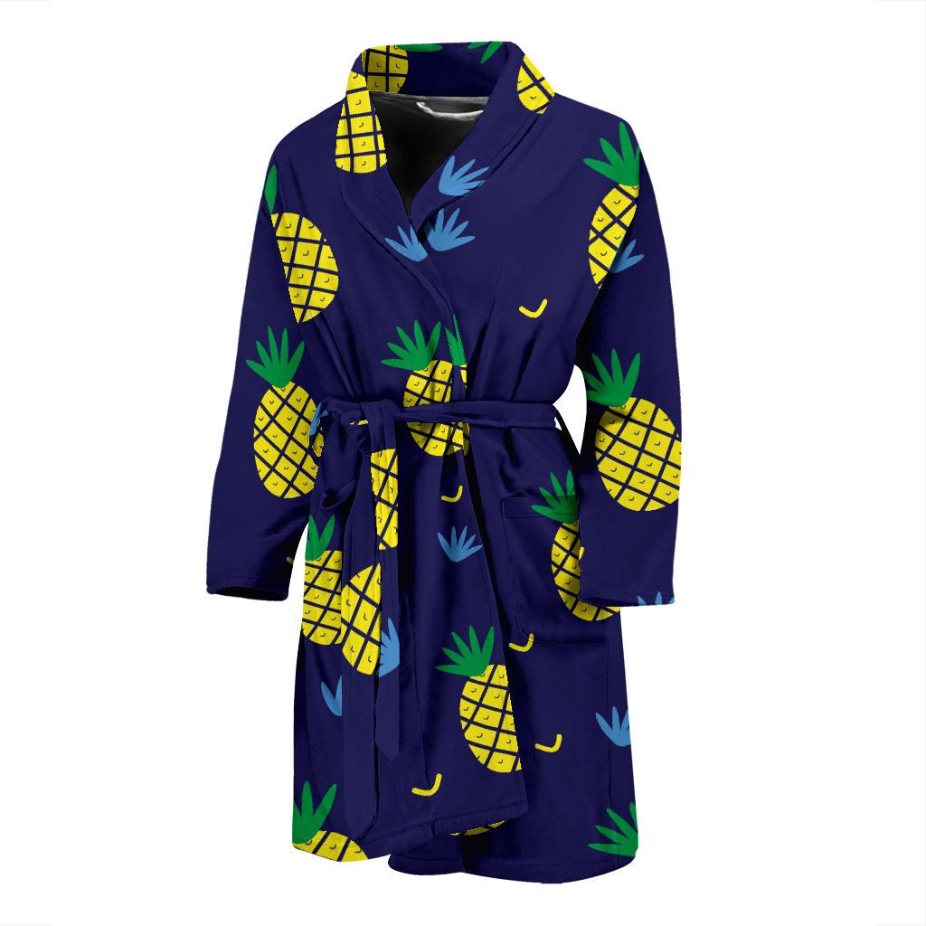 Pineapple Pattern Print Design A01 Men Bathrobe-JORJUNE.COM