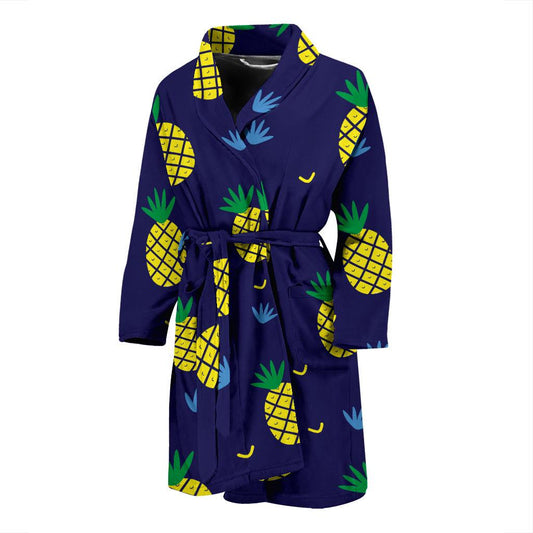 Pineapple Pattern Print Design A01 Men Bathrobe-JORJUNE.COM