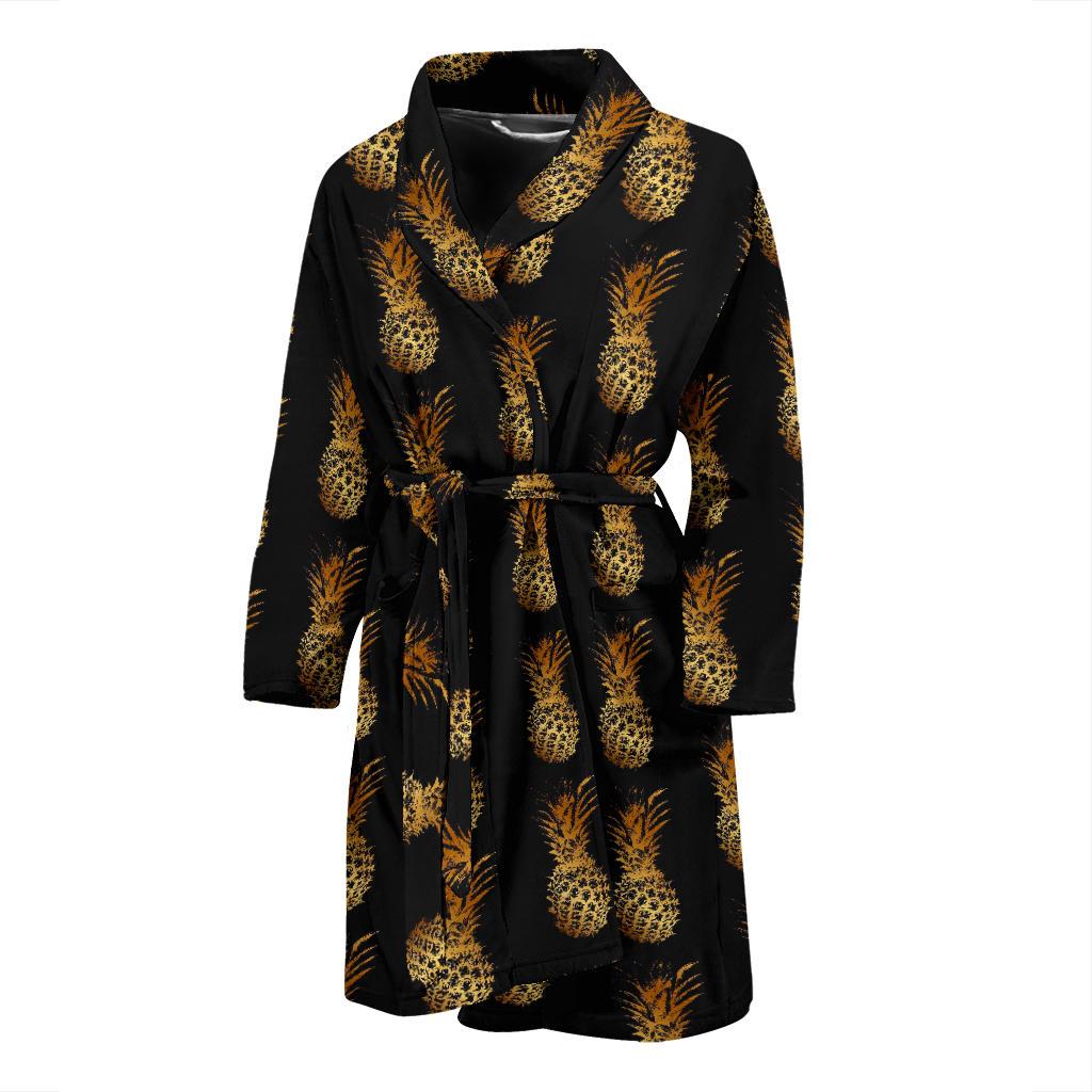 Pineapple Pattern Print Design A02 Men Bathrobe-JORJUNE.COM