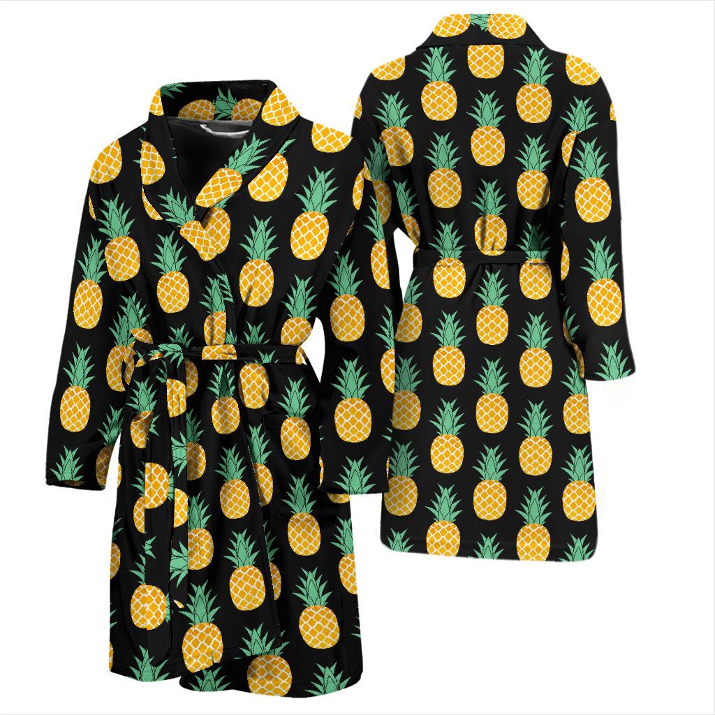 Pineapple Pattern Print Design A03 Men Bathrobe-JORJUNE.COM