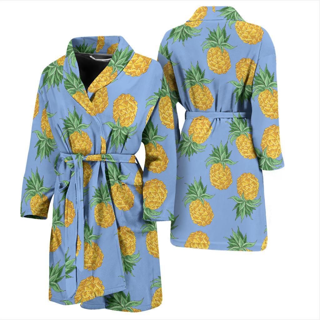 Pineapple Pattern Print Design A04 Men Bathrobe-JORJUNE.COM