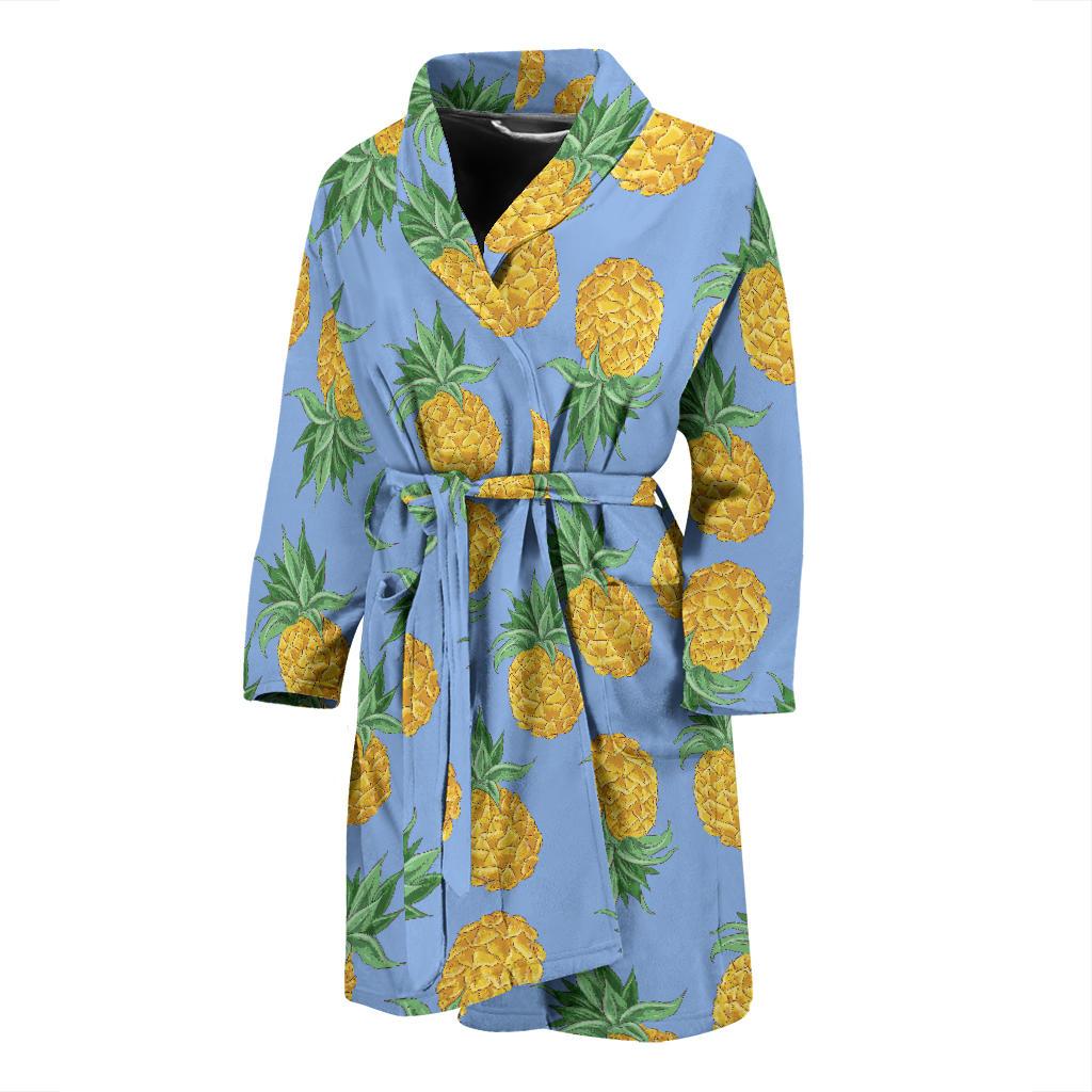 Pineapple Pattern Print Design A04 Men Bathrobe-JORJUNE.COM