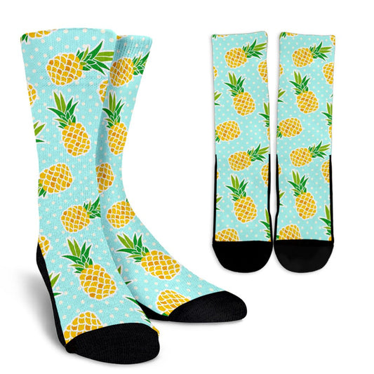 Pineapple Pattern Print Design PP01 Crew Socks-JORJUNE.COM