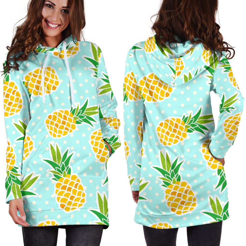 Pineapple Pattern Print Design PP01 Women Hoodie Dress