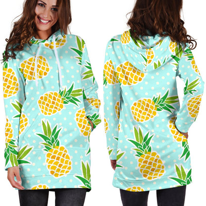 Pineapple Pattern Print Design PP01 Women Hoodie Dress