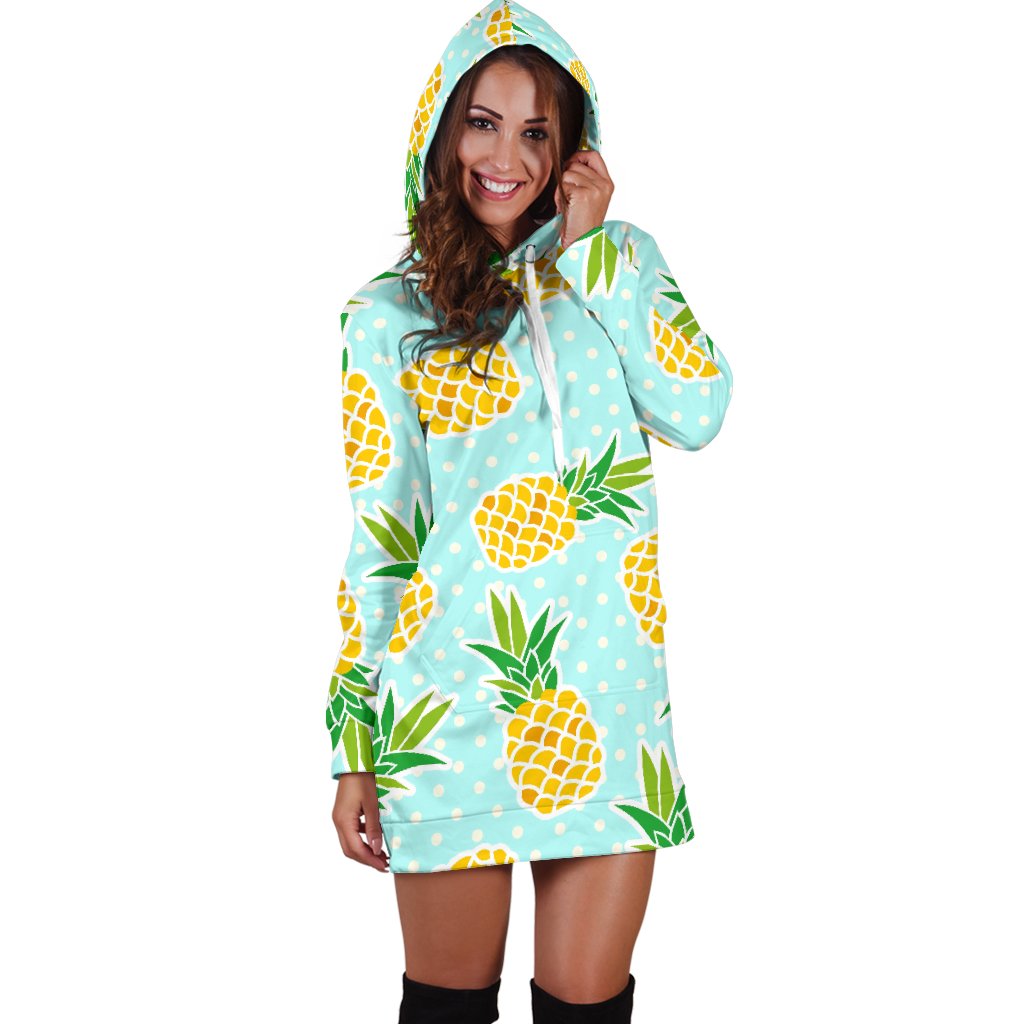 Pineapple Pattern Print Design PP01 Women Hoodie Dress