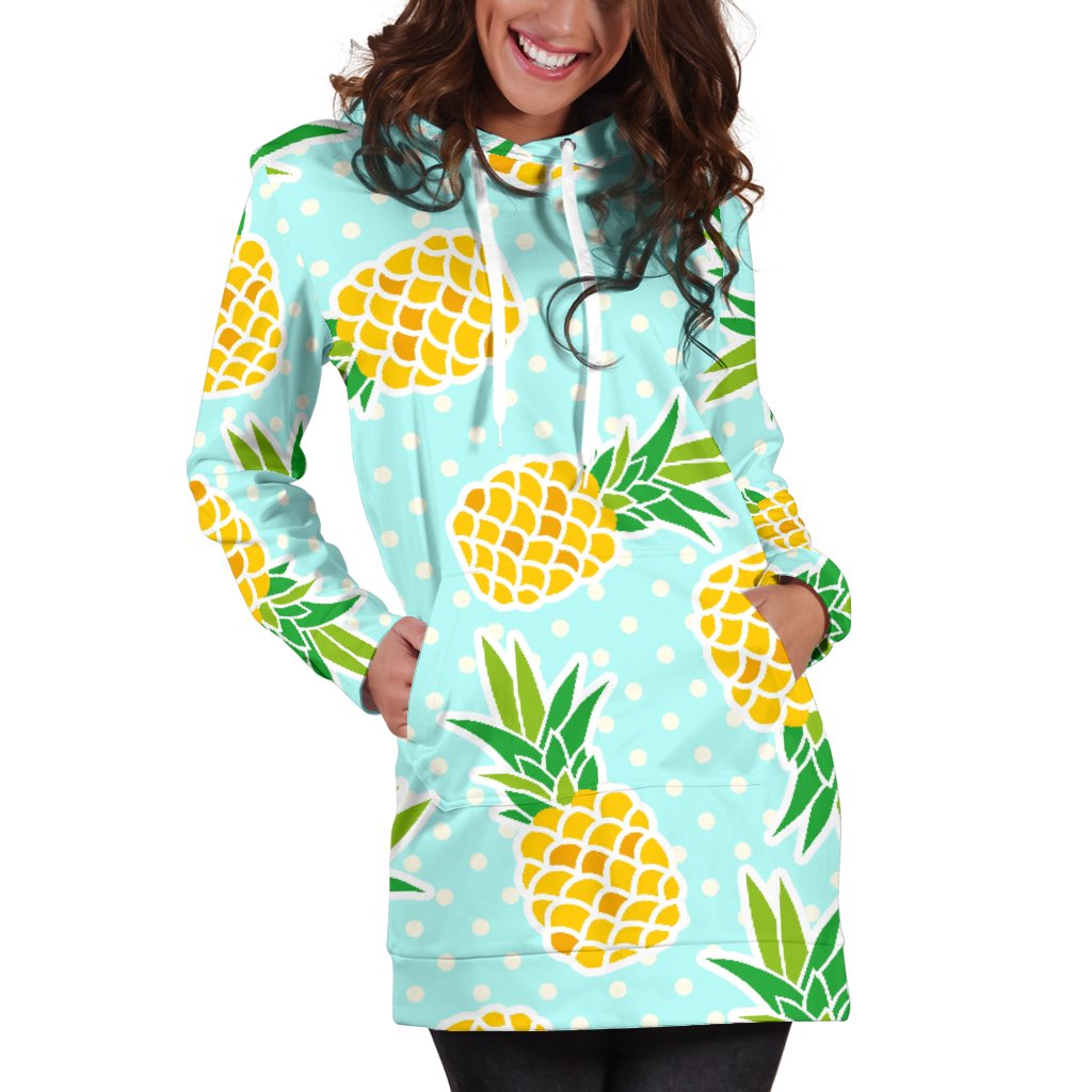 Pineapple Pattern Print Design PP01 Women Hoodie Dress