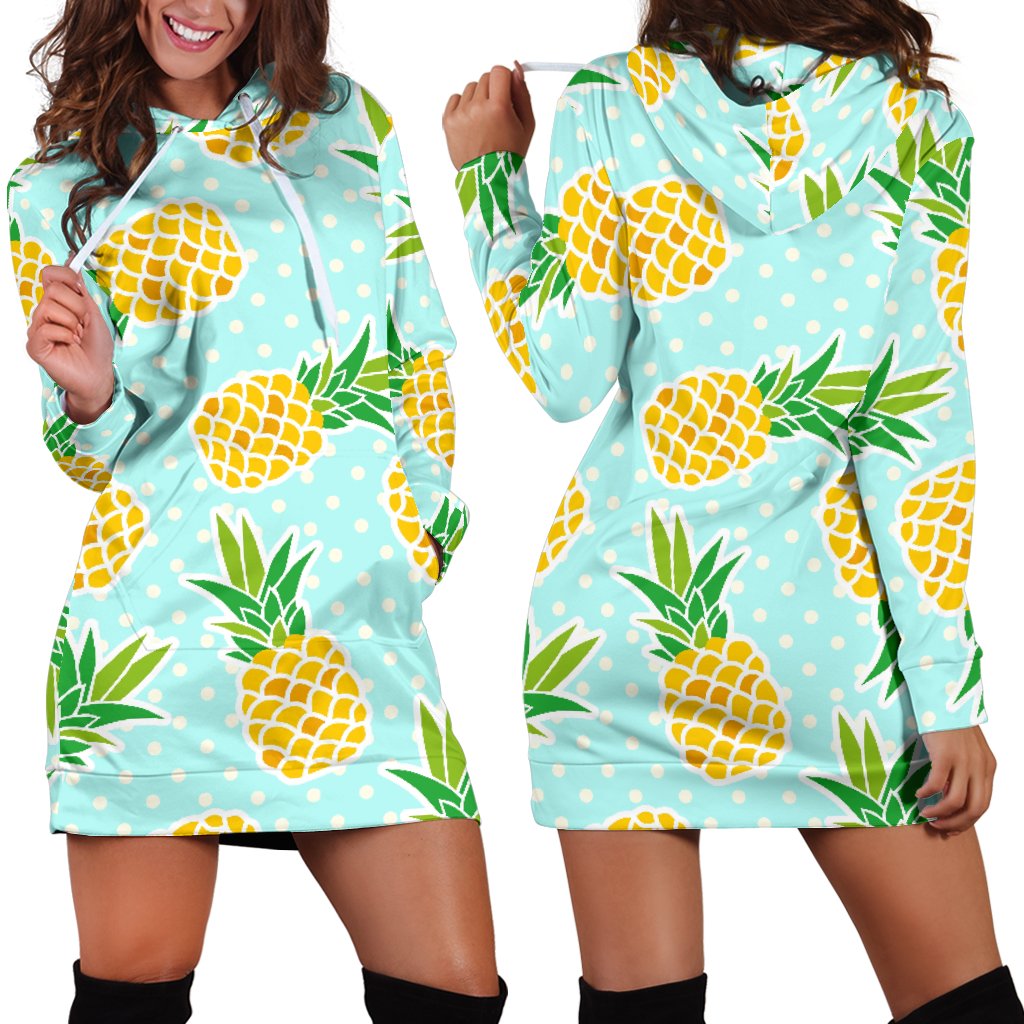 Pineapple Pattern Print Design PP01 Women Hoodie Dress