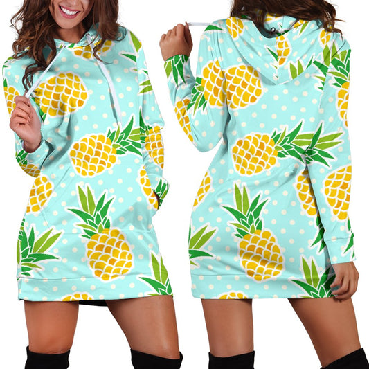 Pineapple Pattern Print Design PP01 Women Hoodie Dress