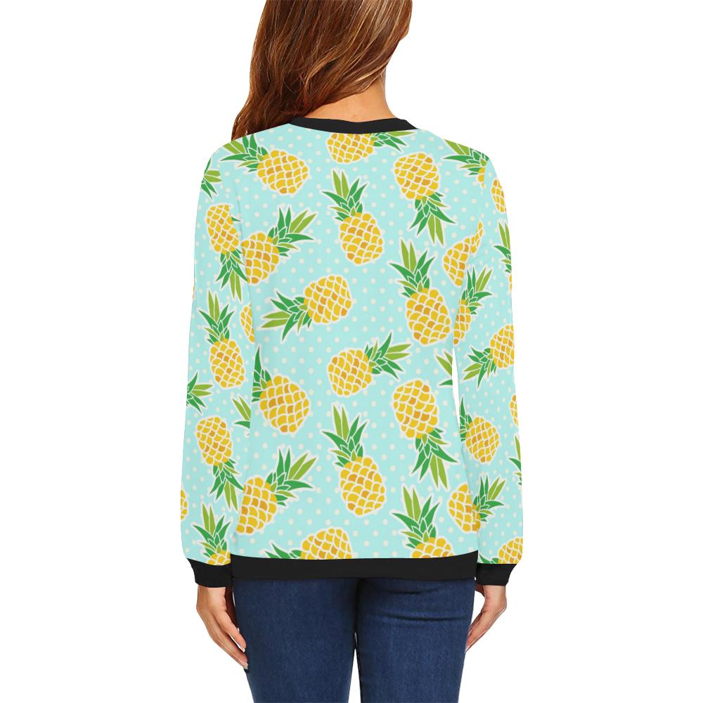 Pineapple Pattern Print Design PP01 Women Long Sleeve Sweatshirt-JorJune