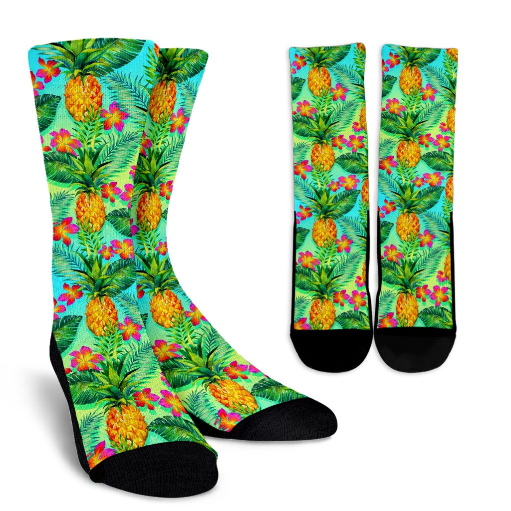 Pineapple Pattern Print Design PP010 Crew Socks-JORJUNE.COM
