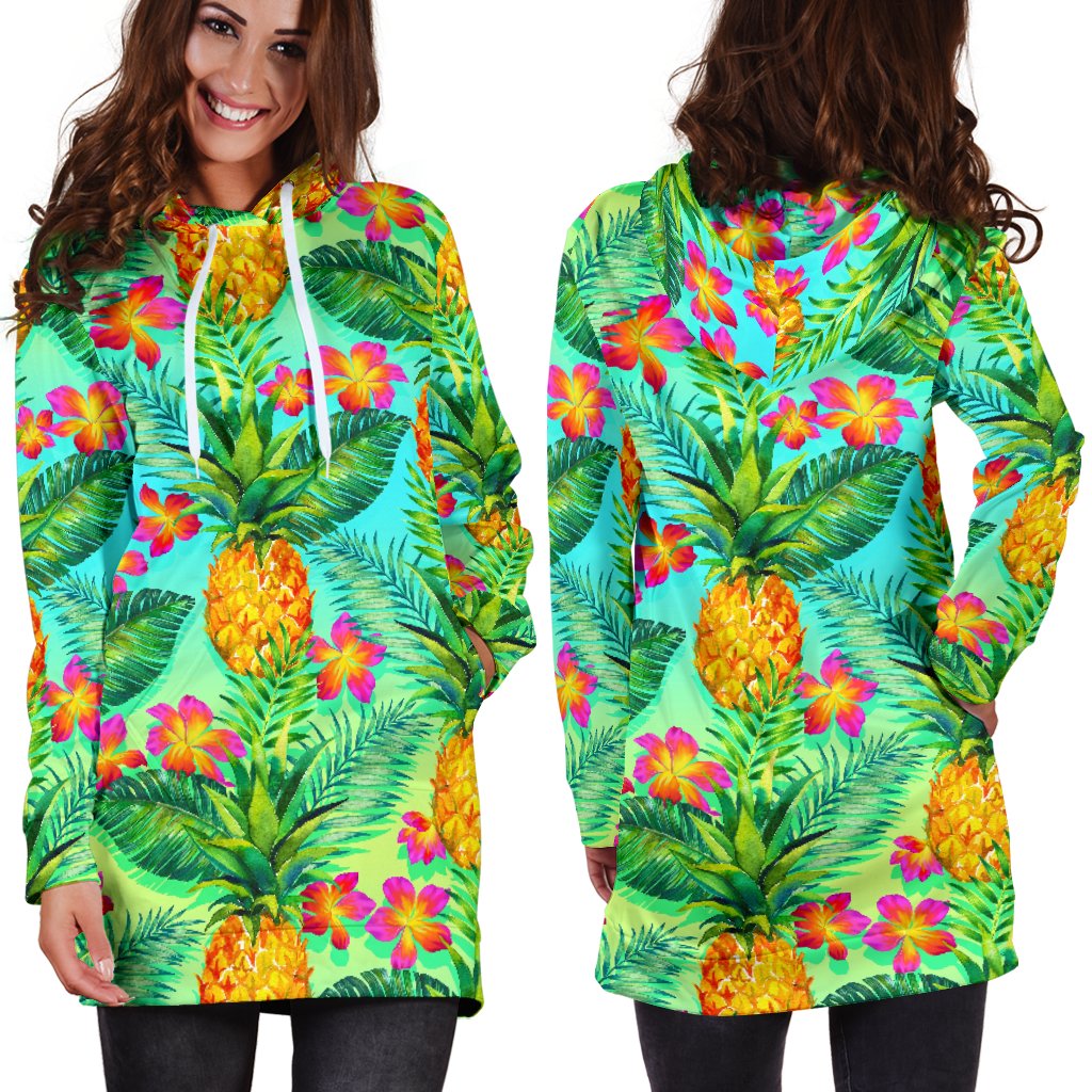 Pineapple Pattern Print Design PP010 Women Hoodie Dress