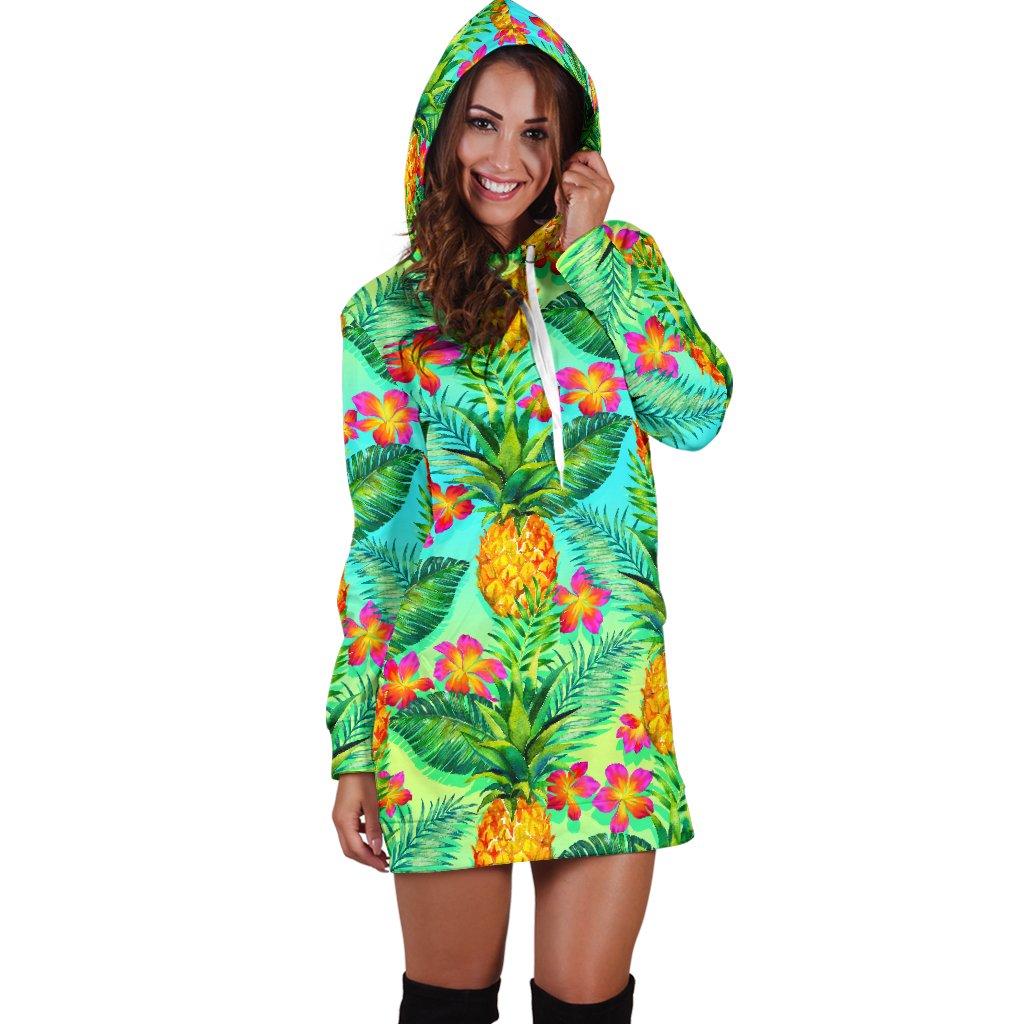 Pineapple Pattern Print Design PP010 Women Hoodie Dress
