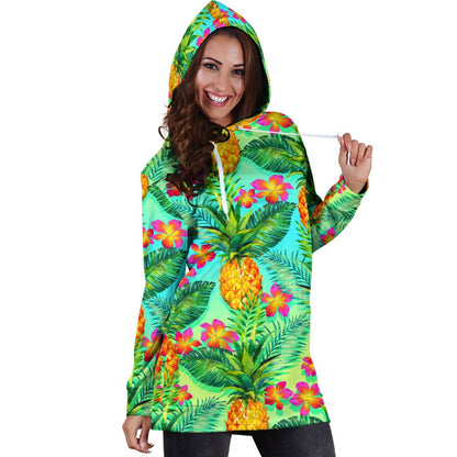 Pineapple Pattern Print Design PP010 Women Hoodie Dress