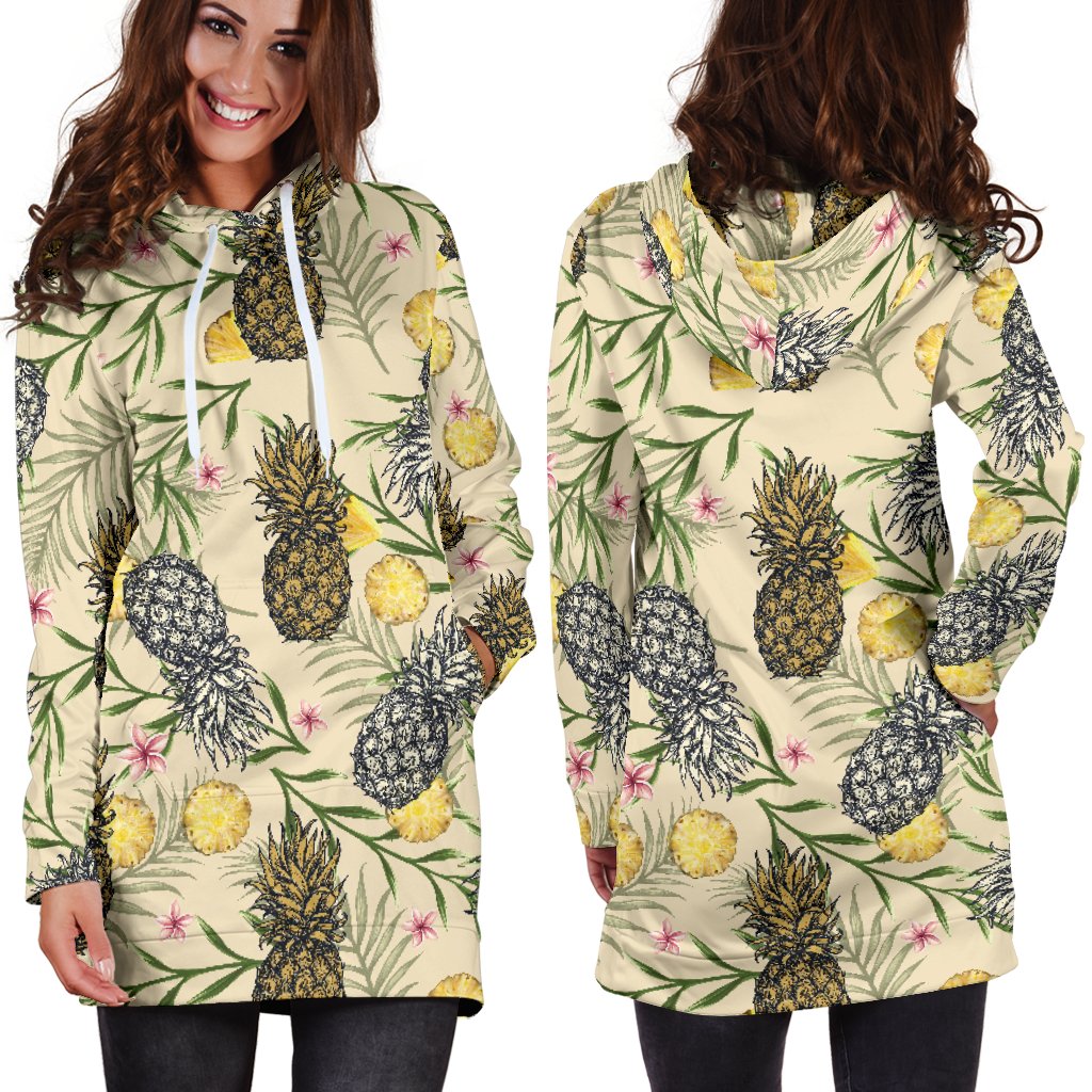 Pineapple Pattern Print Design PP012 Women Hoodie Dress