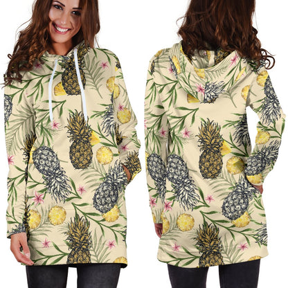 Pineapple Pattern Print Design PP012 Women Hoodie Dress