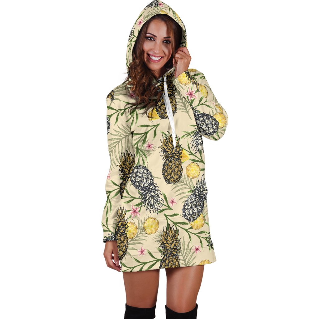 Pineapple Pattern Print Design PP012 Women Hoodie Dress
