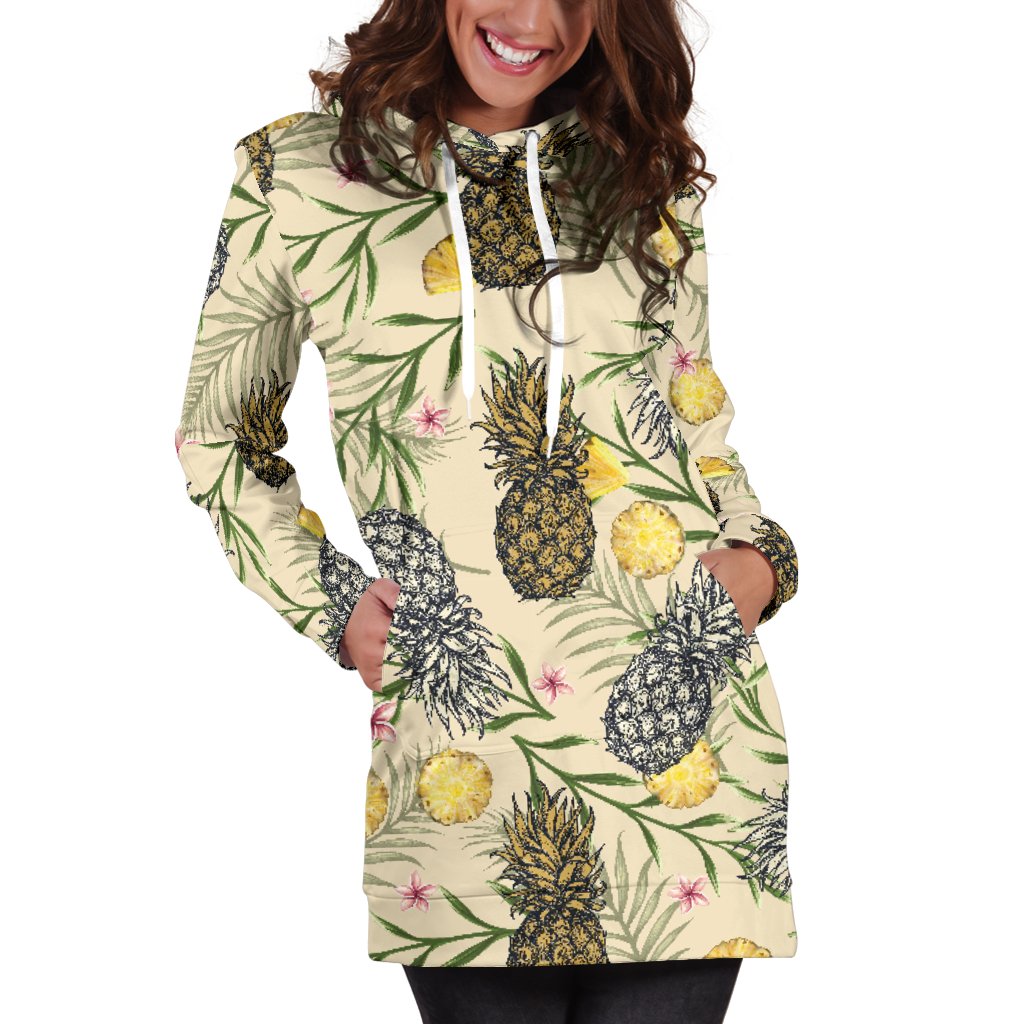 Pineapple Pattern Print Design PP012 Women Hoodie Dress