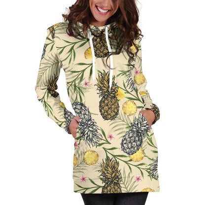 Pineapple Pattern Print Design PP012 Women Hoodie Dress