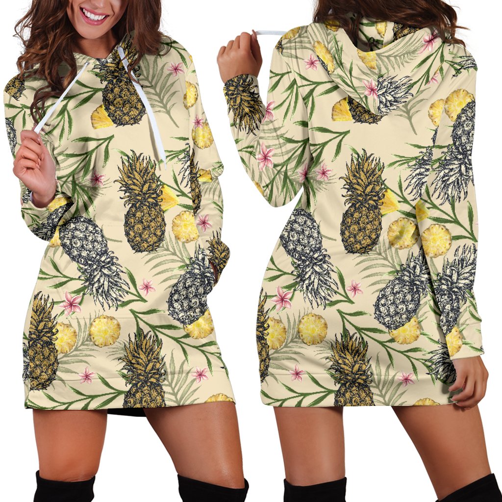 Pineapple Pattern Print Design PP012 Women Hoodie Dress