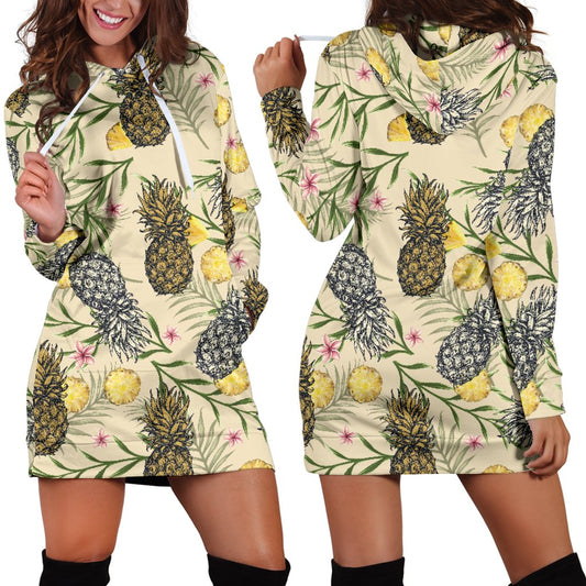 Pineapple Pattern Print Design PP012 Women Hoodie Dress