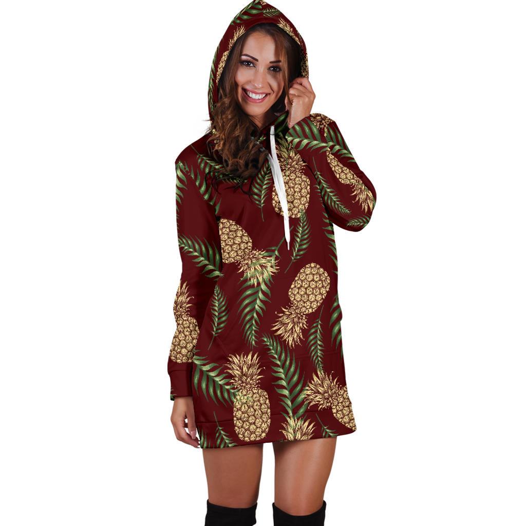 Pineapple Pattern Print Design PP013 Women Hoodie Dress