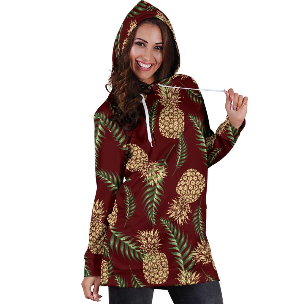 Pineapple Pattern Print Design PP013 Women Hoodie Dress