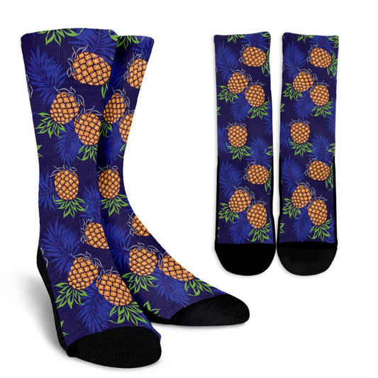 Pineapple Pattern Print Design PP02 Crew Socks-JORJUNE.COM
