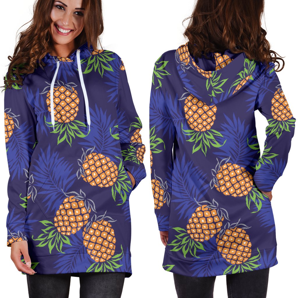 Pineapple Pattern Print Design PP02 Women Hoodie Dress