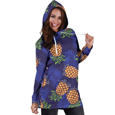 Pineapple Pattern Print Design PP02 Women Hoodie Dress